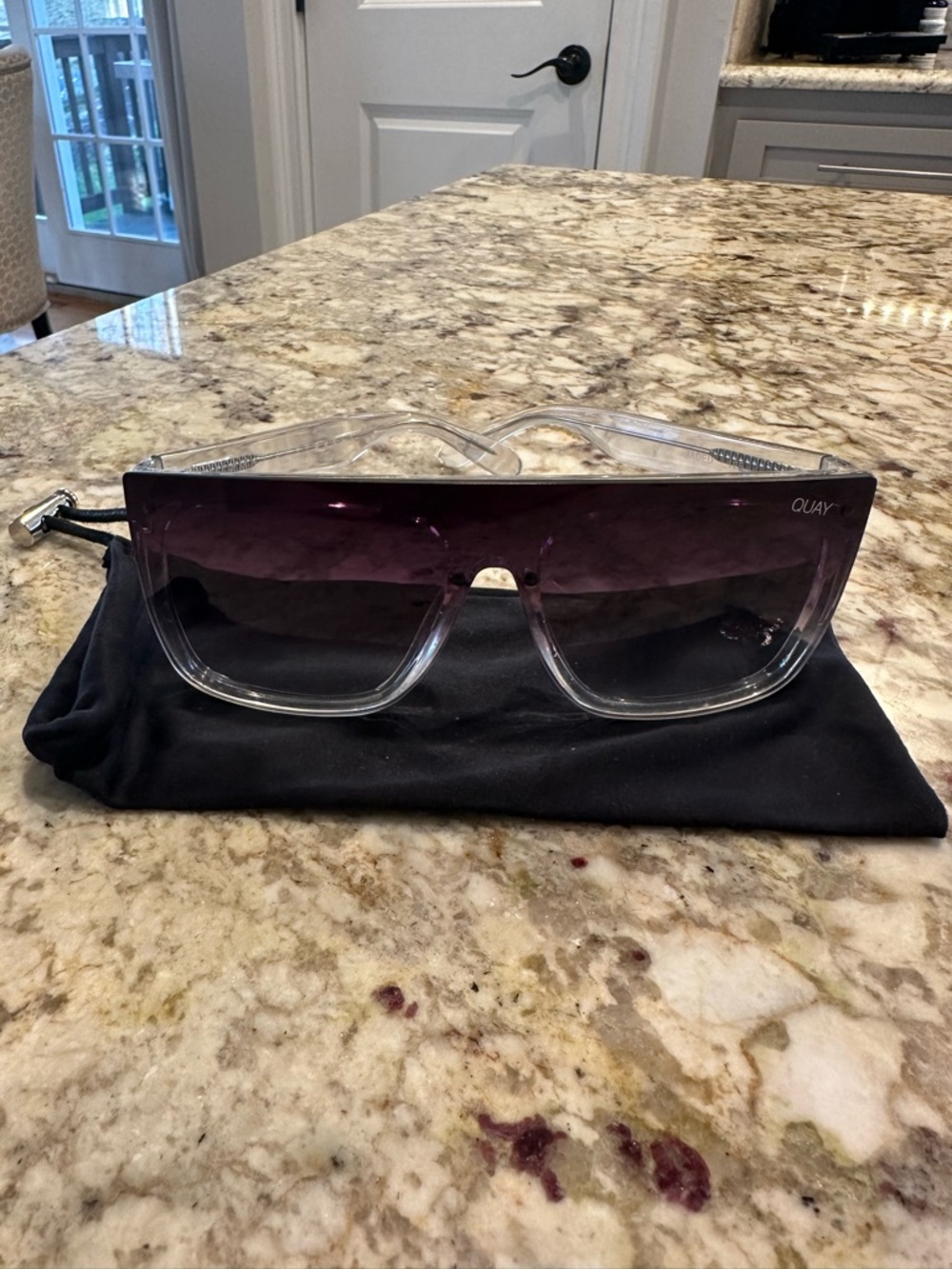 Quay Australia Clear Frame Sunglasses with Purple Gradient Lens